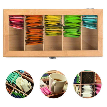 Box Bamboo System Tea Bag Jewelry Organizer Stora