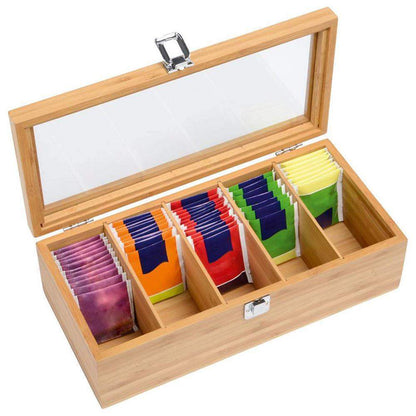 Box Bamboo System Tea Bag Jewelry Organizer Stora