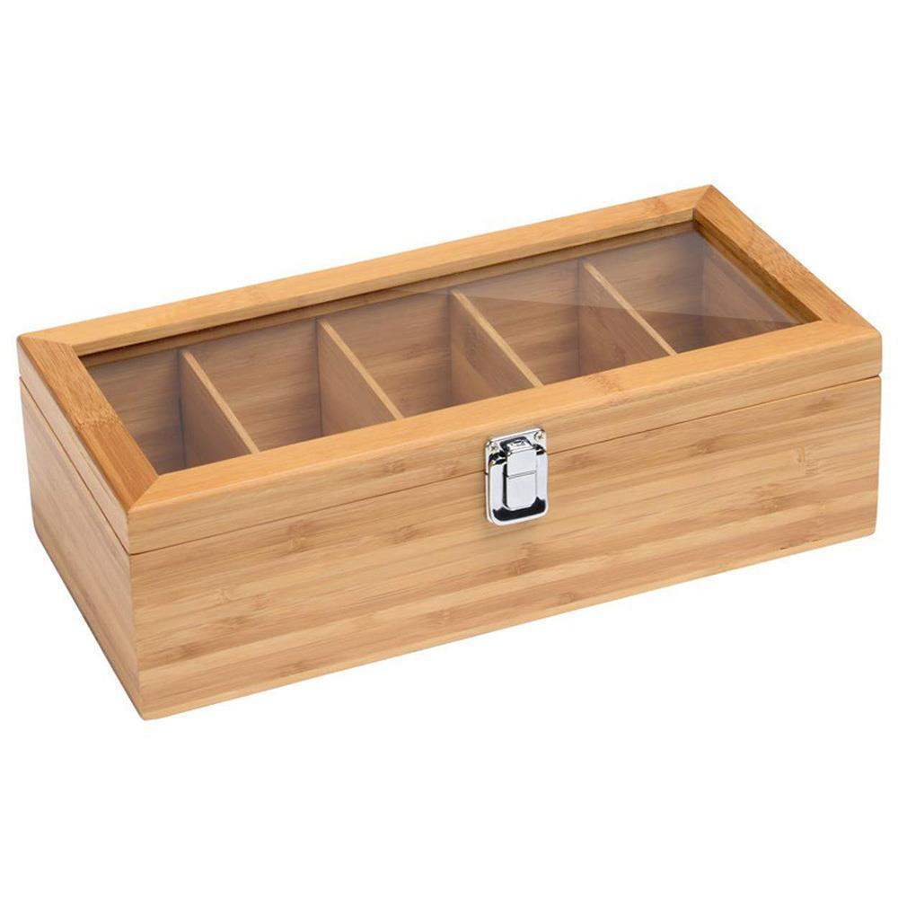 Box Bamboo System Tea Bag Jewelry Organizer Stora